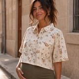 cropped flower blouse jacket ♡ beige