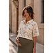 CROPPED FLOWER BLOUSE JACKET BEIGE