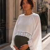 cotton lace cape top ♡ white
