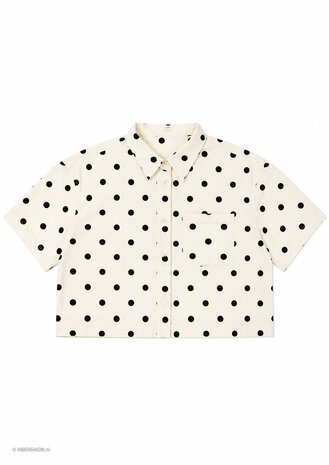 CROPPED DOTTED BLOUSE JACKET BEIGE CROPPED DOTTED BLOUSE JACKET BEIGE