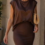 luxe satin singlet ♡ brown