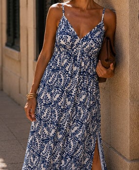 mable print maxi dress ♡ dark blue