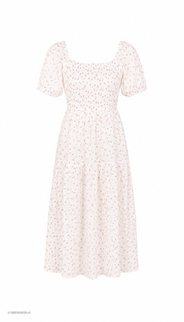 SMOCKED FLOWER DRESS WHITE