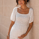 smocked flower dress ♡ white