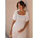 SMOCKED FLOWER DRESS WHITE