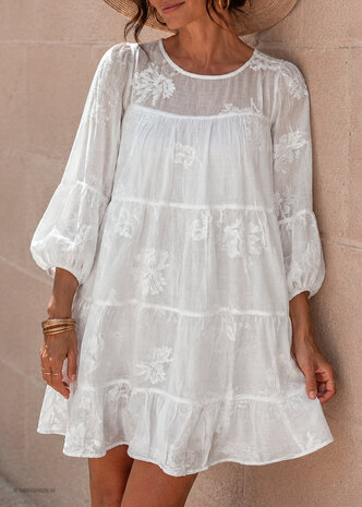 MAXIME2 BRODERIE DRESS WHITE