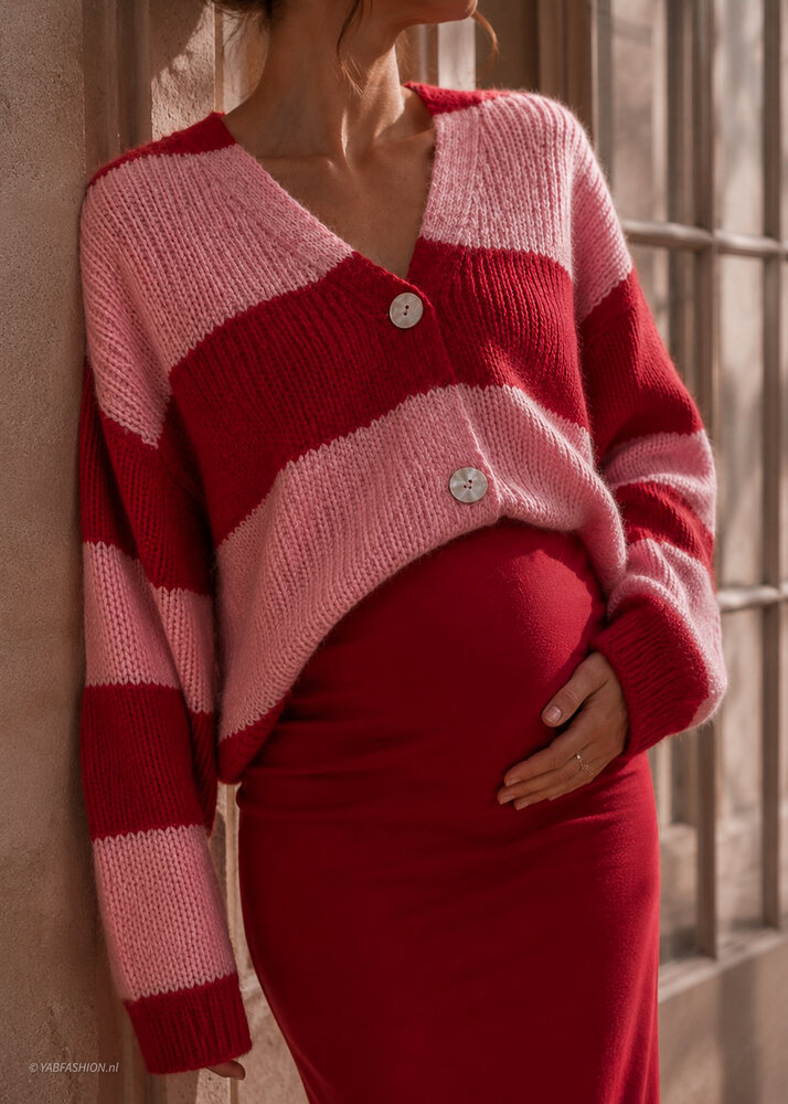 ROSY CARDIGAN PINK RED ROSY CARDIGAN PINK RED