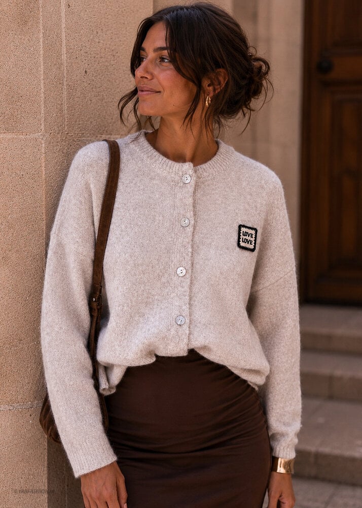 LOVE LOVE CARDIGAN BEIGE