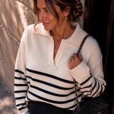 monica striped polo knit ♡ beige