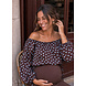 DOTTED OFF SHOULDER BLOUSE BROWN DOTTED OFF SHOULDER BLOUSE BROWN