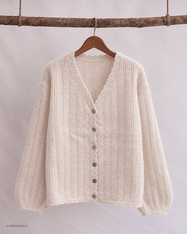BALLOON SLEEVE CARDIGAN BEIGE