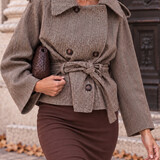 herringbone belt jacket ♡ brown