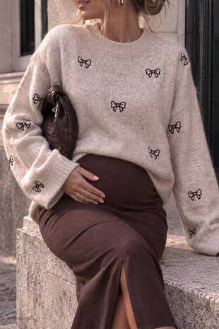 QUTE BOW KNIT BEIGE QUTE BOW KNIT BEIGE