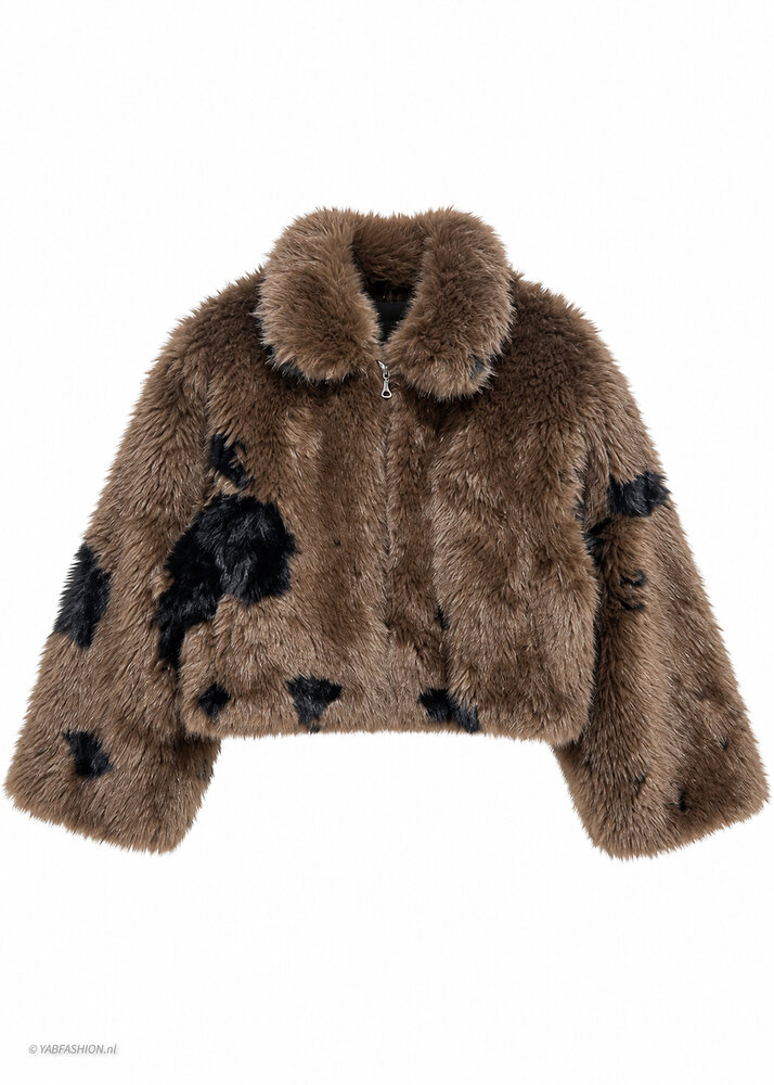 FEM FAUX FUR JACKET BROWN FEM FAUX FUR JACKET BROWN