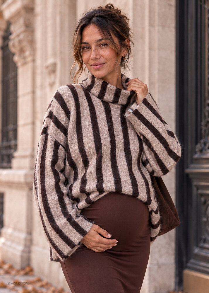 AMOUR COL KNIT TAUPE BROWN AMOUR COL KNIT TAUPE BROWN