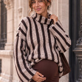 amour col knit  ♡ taupe & brown