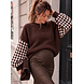 CHECKED SLEEVE KNIT BROWN CHECKED SLEEVE KNIT BROWN