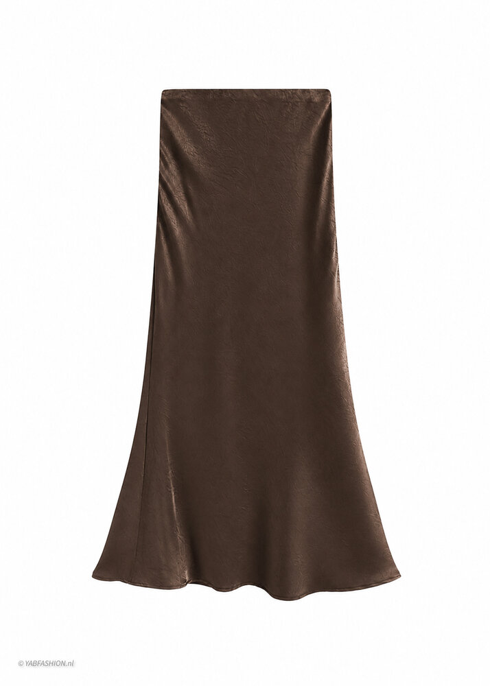 LUXE SATIN SKIRT DARK BROWN LUXE SATIN SKIRT DARK BROWN
