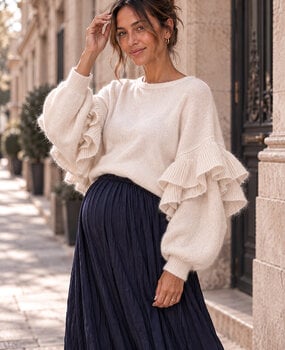 big ruffle sleeve knit ♡ beige big ruffle sleeve knit ♡ beige