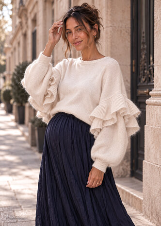 BIG RUFFLE SLEEVE KNIT BEIGE BIG RUFFLE SLEEVE KNIT BEIGE