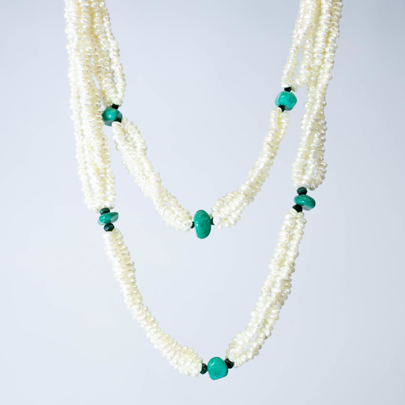 Double Necklace BlueGreen