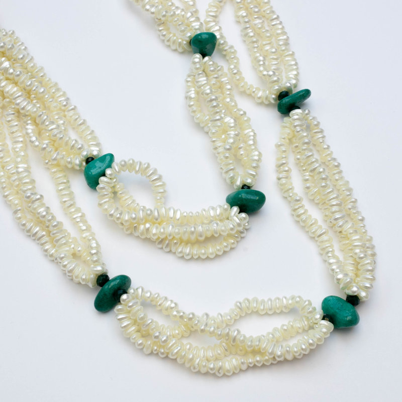 Double Necklace BlueGreen