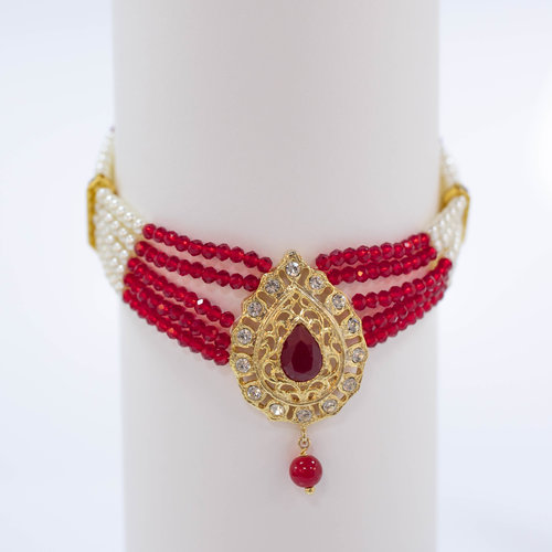 RED WHITE PEARL NECKLACE AMSA RED WHITE PEARL NECKLACE AMSA
