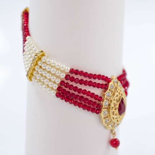 RED WHITE PEARL NECKLACE AMSA RED WHITE PEARL NECKLACE AMSA