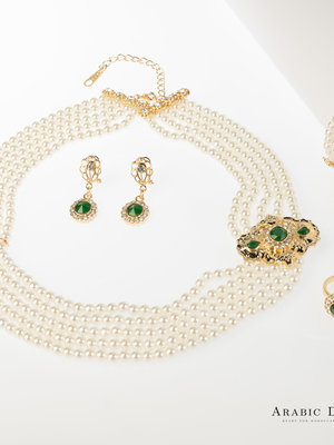 Green White  Necklace Set Miu