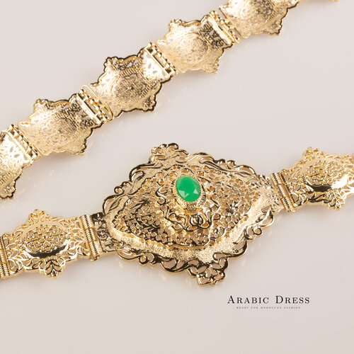 Miyah gold green mat belt