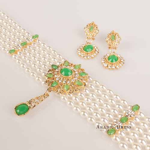 Sisi pearl  green  necklace set