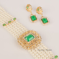 Nono pearl  white/green necklace set