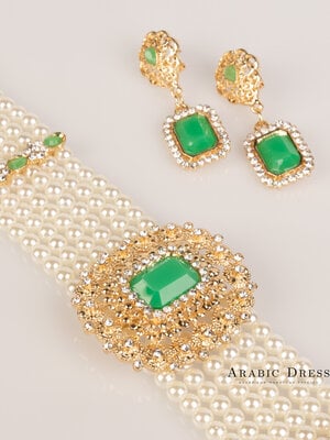 Nono pearl  white/green necklace set