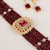 Nono pearl  red necklace set