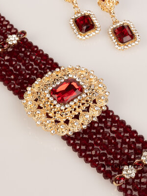 Nono pearl  red necklace set