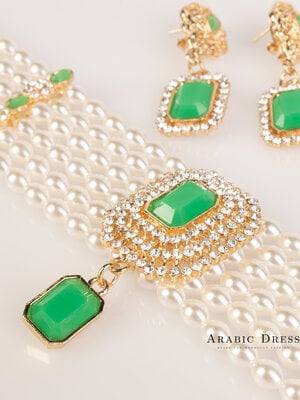 Mimi pearl  green necklace set