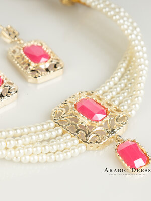 Pearl Pink Nifa necklace set