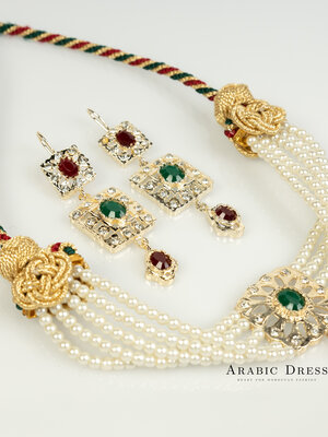 pearl Green/Red Nisa necklace set