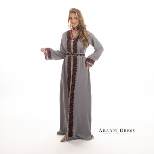 Caftan Cysilia Gray Pomegrante