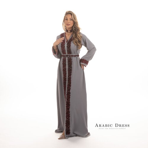 Caftan Cysilia Gray Pomegrante