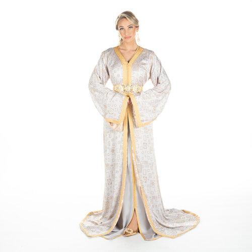 Exclusieve Caftan Inaya Lightgrey Exclusieve Caftan Inaya Lightgrey