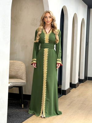 Caftan Razan Green-Pomegrante