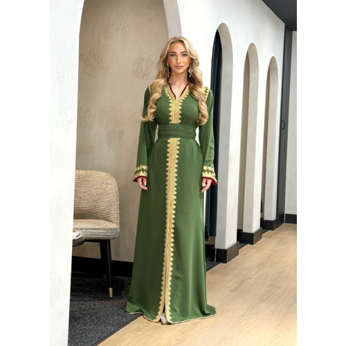 Caftan Razan Green-Pomegrante Caftan Razan Green-Pomegrante