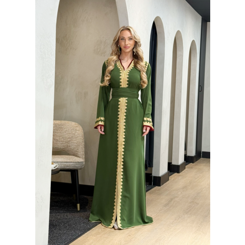 Caftan Razan Green-Pomegrante