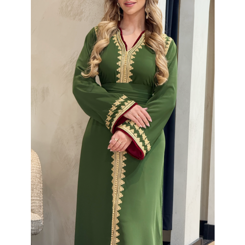 Caftan Razan Green-Pomegrante
