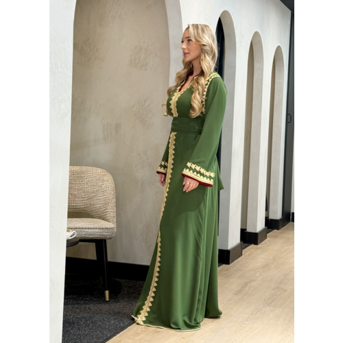Caftan Razan Green-Pomegrante