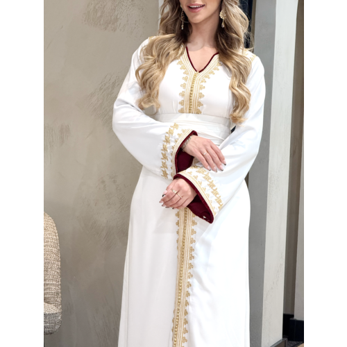 Caftan Razan Brokenwhite-Pomegrante