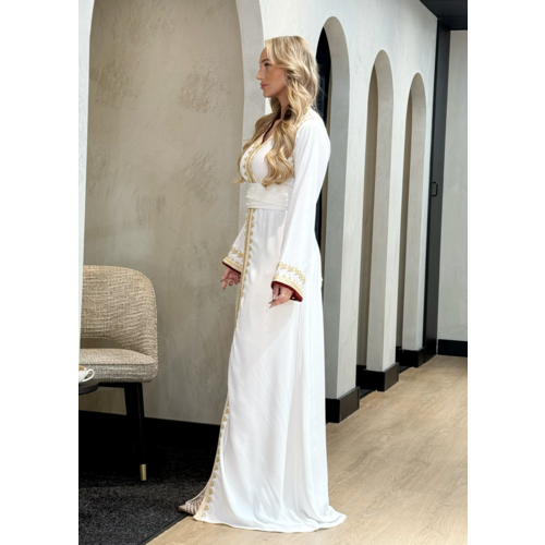 Caftan Razan Brokenwhite-Pomegrante