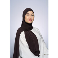 Premium Jersey Hijab Fin -   Coffee Brown