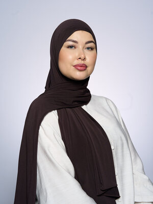 Premium Jersey Hijab Fin -   Coffee Brown Premium Jersey Hijab Fin -   Coffee Brown